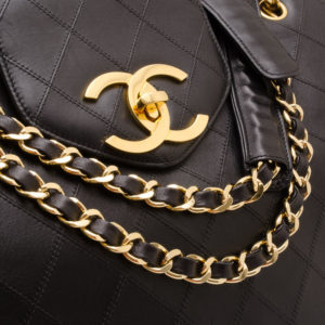 Chanel Vintage Black Quilted Jumbo Weekender Tote