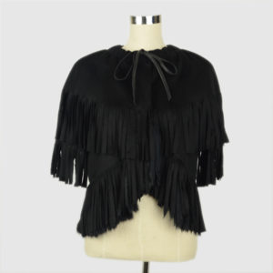Emporio Armani Black Cashmere Wool and Fur Fringe Jacket front