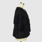 Emporio Armani Black Cashmere Wool and Fur Fringe Jacket side