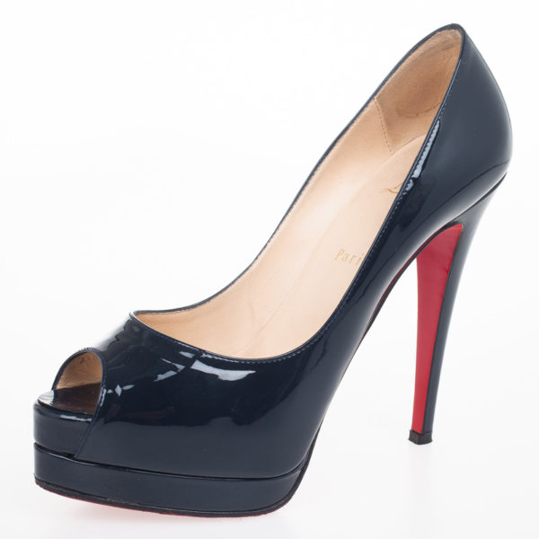 Christian Louboutin Navy Blue Patent Leather ‘Altadama’ Platform Peep ...