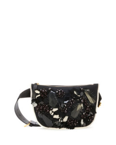 Marni Embroidered & Beaded Belt Bag, Black White