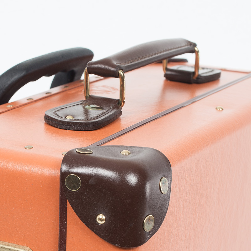 Globe-Trotter Orange 3 Piece Luggage Set Handle