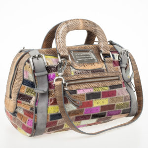 Dolce and Gabbana Miss Easy Way Ayers Snakeskin Patchwork Satchel front side