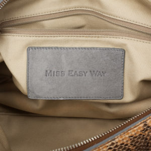 Dolce and Gabbana Miss Easy Way Ayers Snakeskin Patchwork Satchel logo