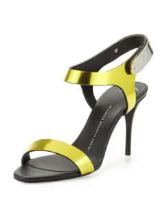 Giuseppe Zanotti Mirrored Metal Strap Sandal Lemon Giuseppe Zanotti Mirrored Metal Strap Sandal Lemon