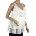 Chloe Beige Ruffle Silk Organza Top L