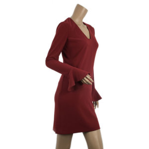 Diane Von Furstenburg Red Hazina V-neck Long Sleeve Dress M - 635 AED