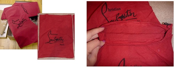 Dustbag of authentic and fake Christian Louboutin Shoes