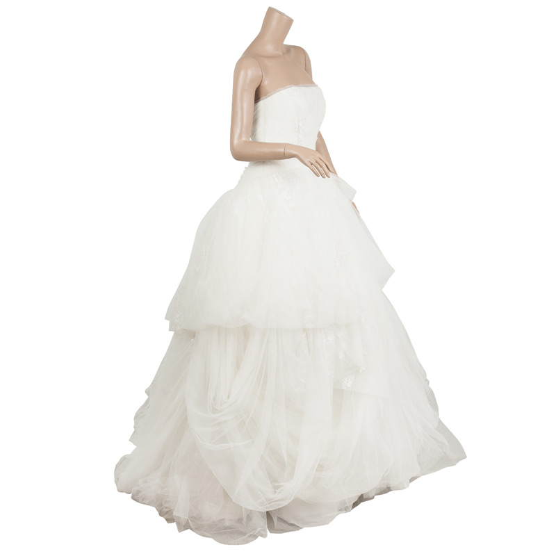 Vera Wang Natural White Wedding Dress M Front