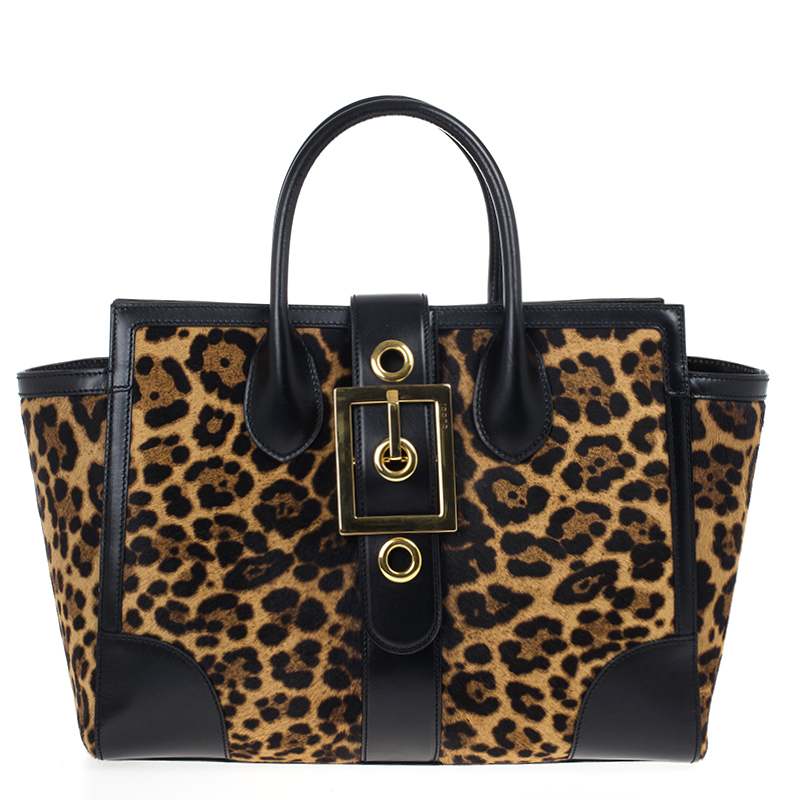 Front view of the Gucci Lady Buckel Jaguar Print Top Handle Bag