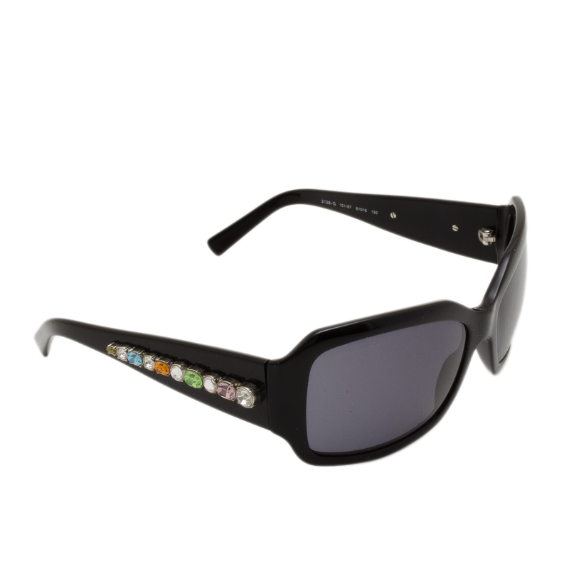 Salvatore Ferragamo Black Multicolor Swarovski Sunglasses