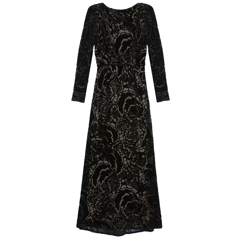Soft Velvet Embroidered Gown S USD 397