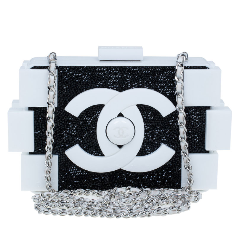Black and White Crystal Lego Clutch USD 13,381