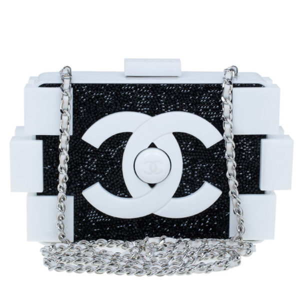 rhinestone lego chanel clutch