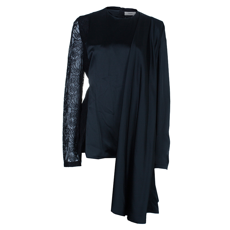 Lace Sleeved Silk Robe Top M USD 363