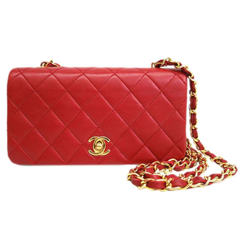 Red Lambskin Single Flap Bag Chain Shoulder Bag USD 3,058