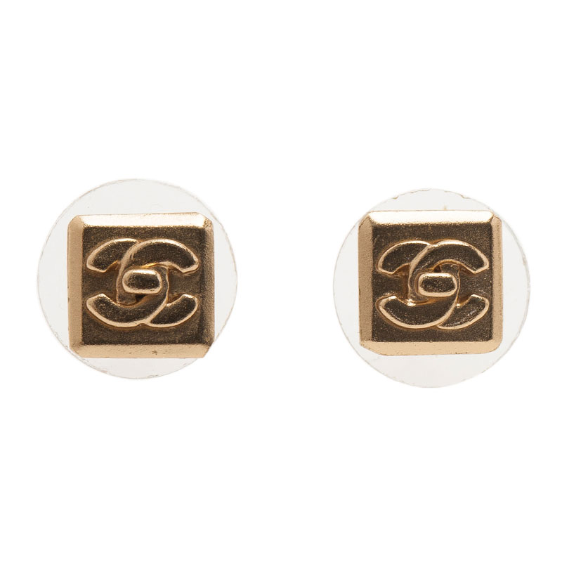 Square Turnlock CC Logo Pierced Earrings USD 225