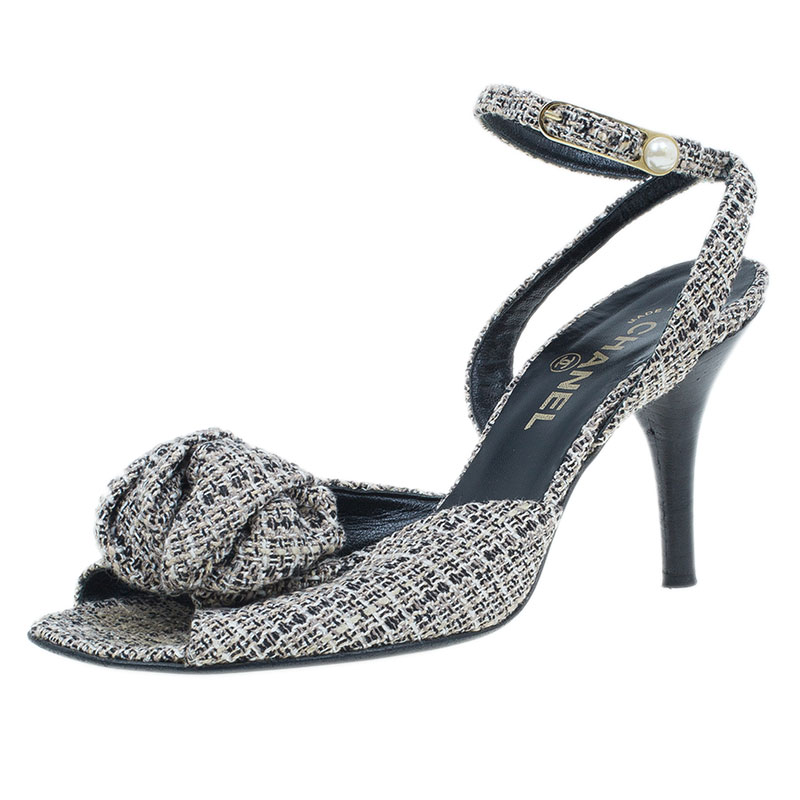 Tweed Bow Ankle Strap Sandals Size 39.5 USD 273