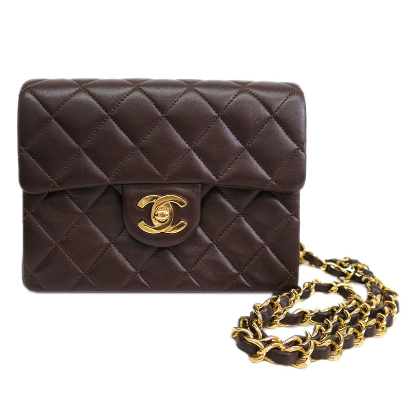 Chanel Brown Lambskin Mini Flap Shoulder Bag