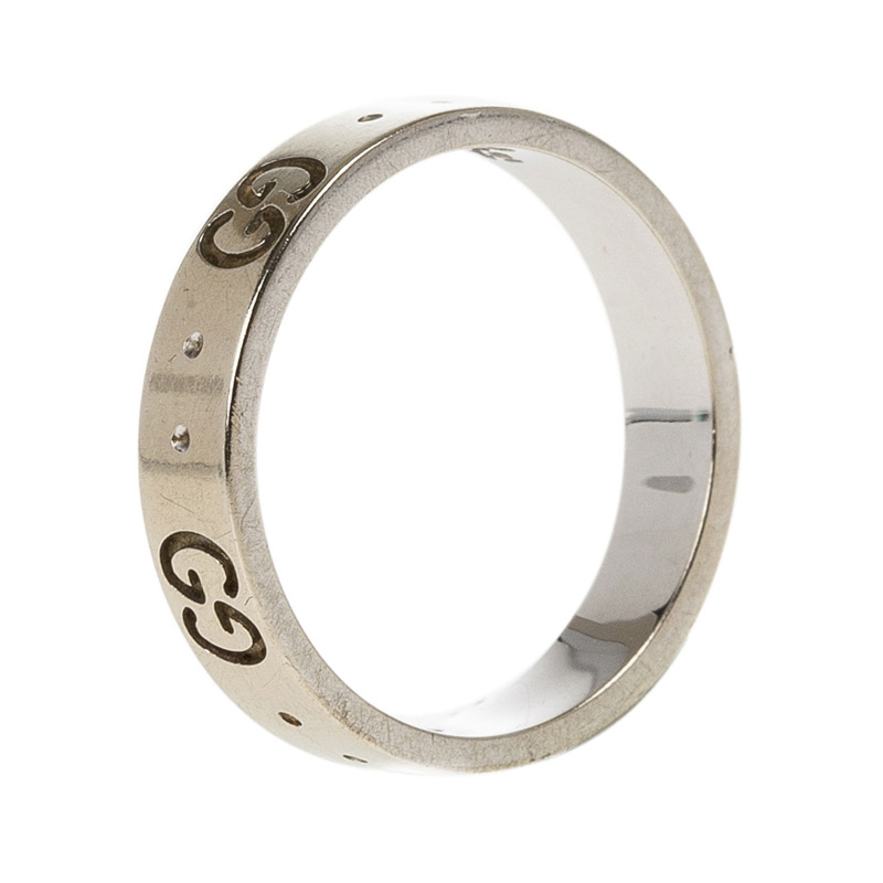 Gucci 18K White Gold Ring Size 50