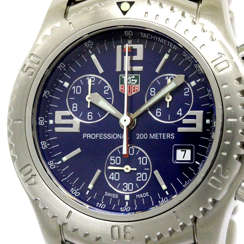 Tag Heuer Blue Stainless Steel Link Chronograph Men’s Wristwatch 42MM