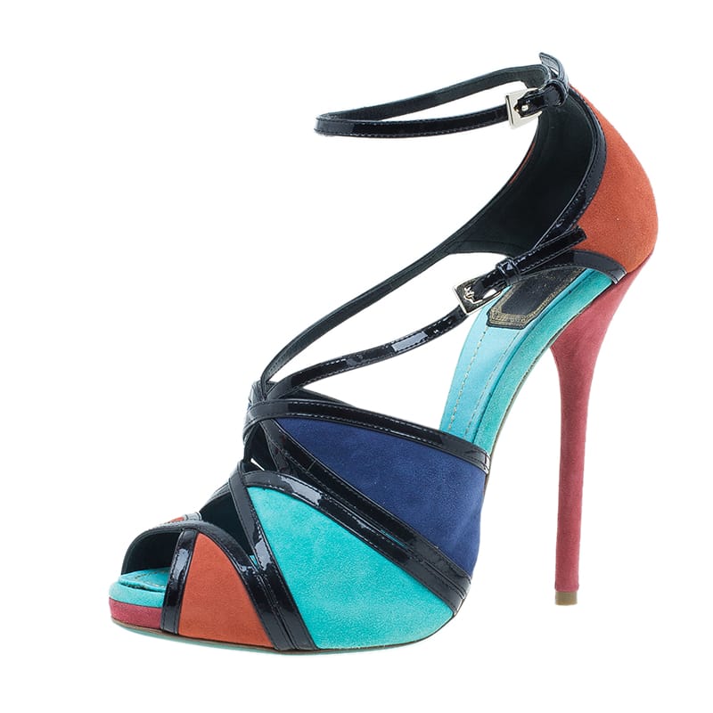 Dior Colorblock Suede Portofino Strappy Sandals Size 39