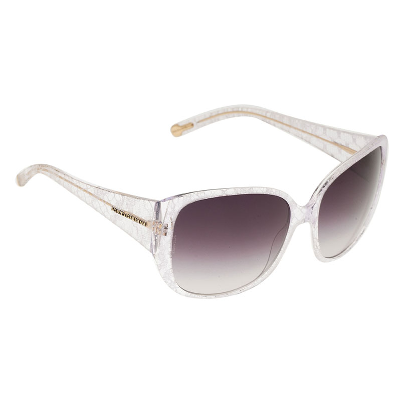 Dolce and Gabbana White Lace Print Sunglasses