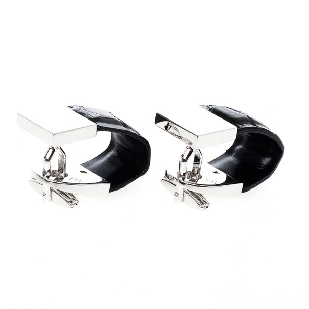 Alfred Dunhill Silver & Leather Cufflinks