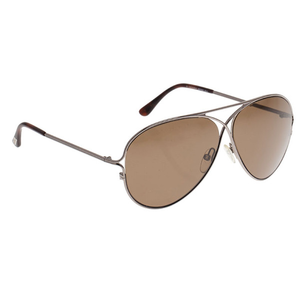 Tom Ford Silver and Brown Peter Aviators