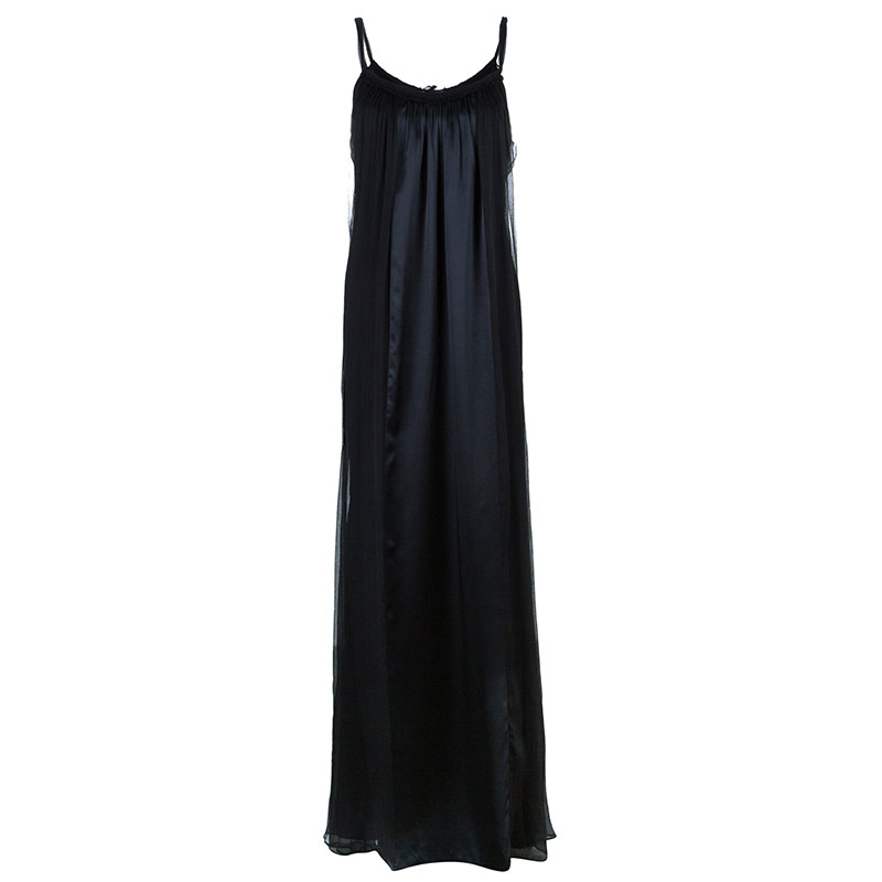 Vera Wang Black Sleeveless Belted Maxi Dress L