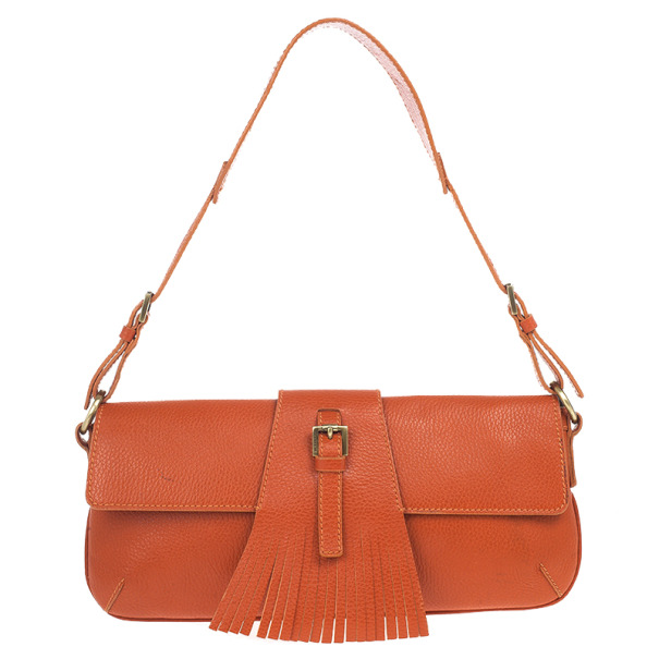 Burberry Leather Fringe Flap Shoulder Handbag