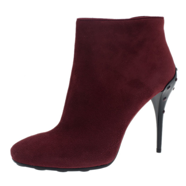 Tod's Burgundy Suede Ankle Boots Size 39