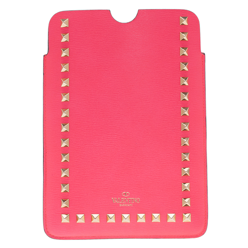 Valentino Neon Pink Leather Rockstud iPad Mini Case