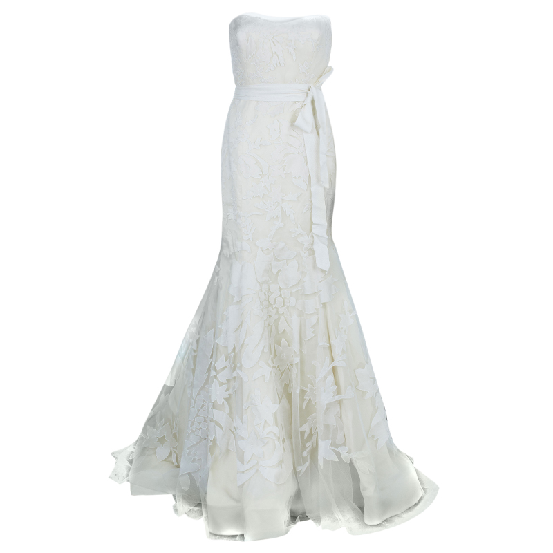 Vera Wang Floral Overlay Wedding Gown L