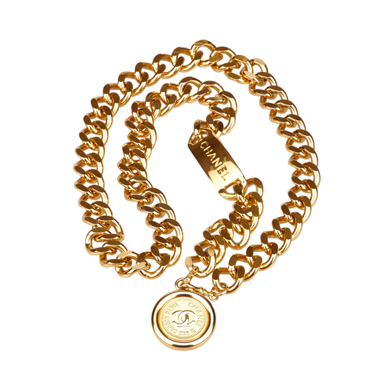 Chanel Gold Tone CC Medallion Belt 77CM