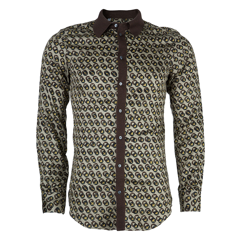 Dolce and Gabbana Men's Gold Fit Printed Shirt S