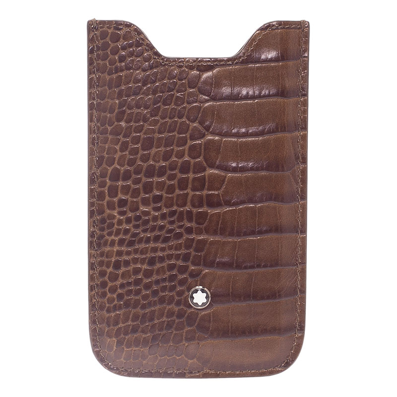 Montblanc Brown Croc Embossed Leather Meisterstuck iPhone 4:4S Case