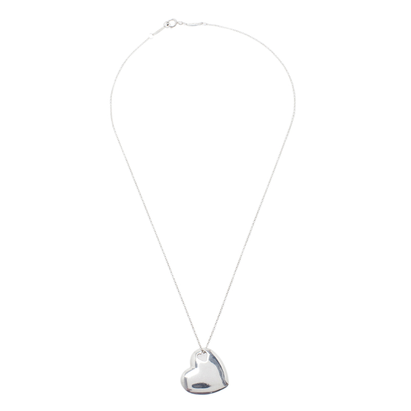 Tiffany & Co. Elsa Peretti Double Heart Silver Pendant Necklace