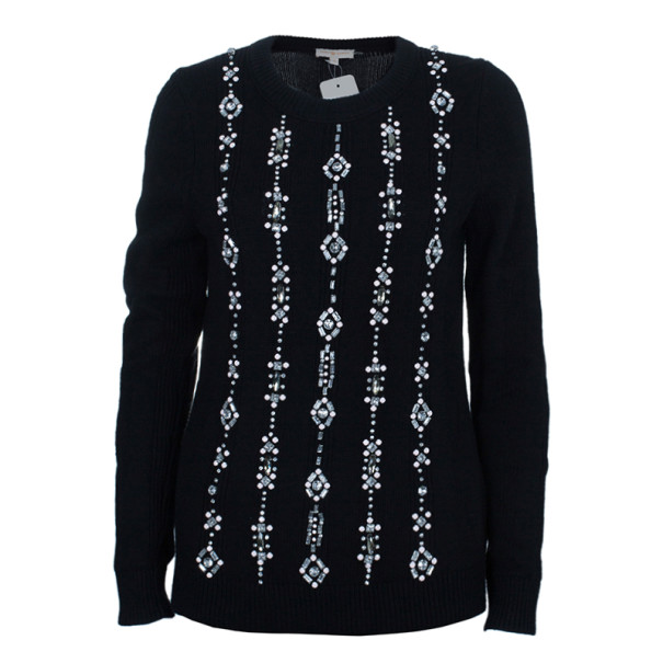 Tory Burch Etta Embellished Knit Sweater L