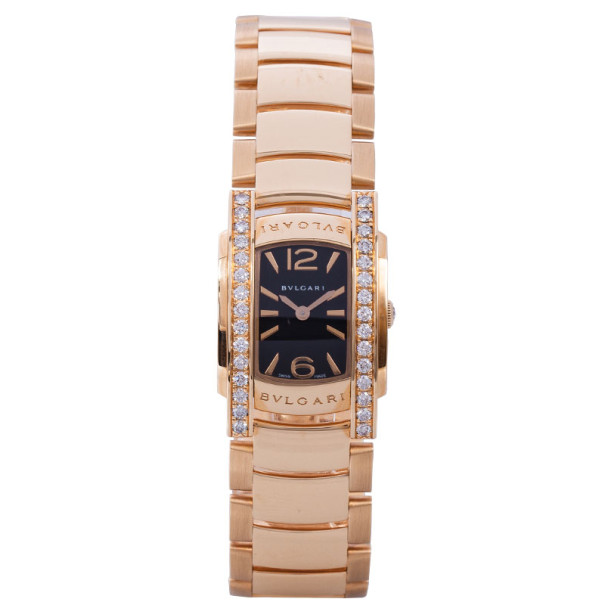 Bvlgari Black 18K Rose Gold Assioma Women's Wristwatch 22MM