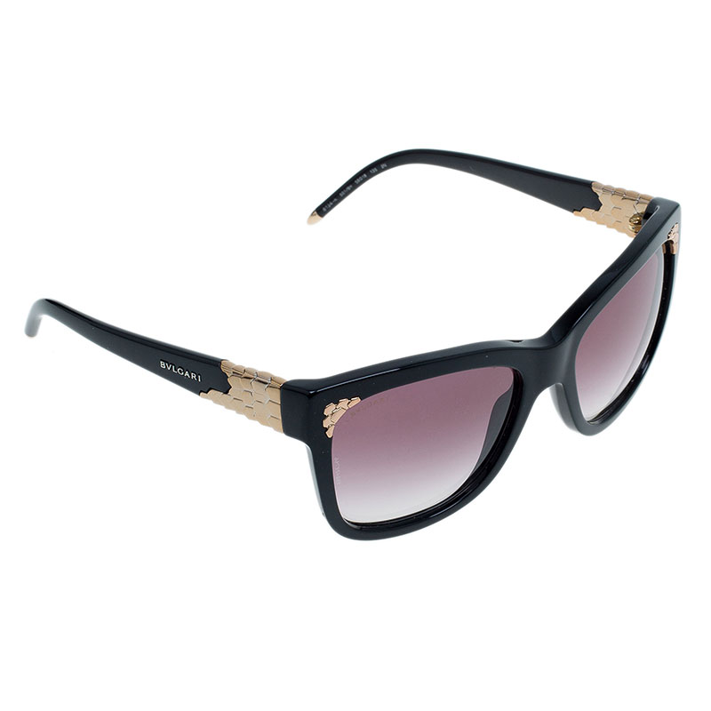 Bvlgari Black 501:8H Gold Plated Square Sunglasses