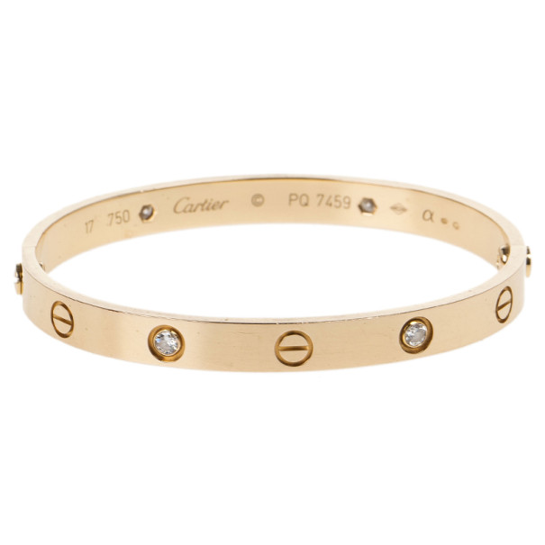 Cartier Love 4 Diamonds Rose Gold Bracelet 17CM