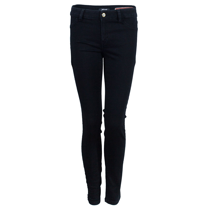 Just Cavalli Black Embellished Pocket Skinny Jeans M