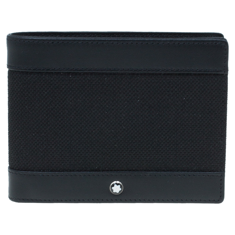 Montblanc Black Leather and Canvas Bifold Wallet