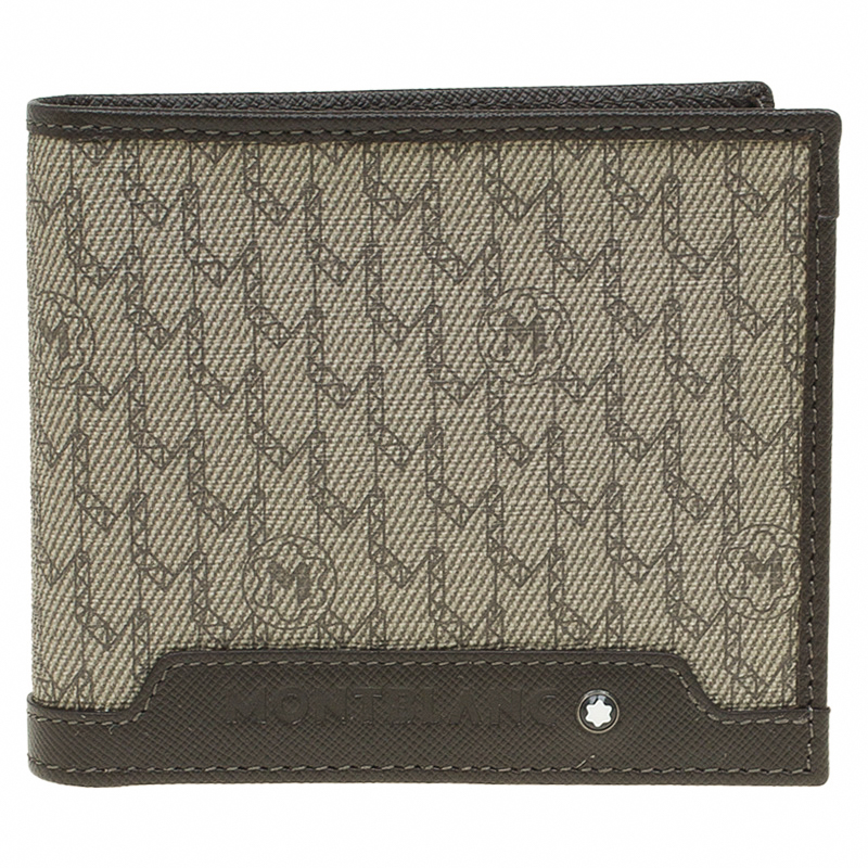 Montblanc Brown Leather and Monogram Canvas Bifold Wallet
