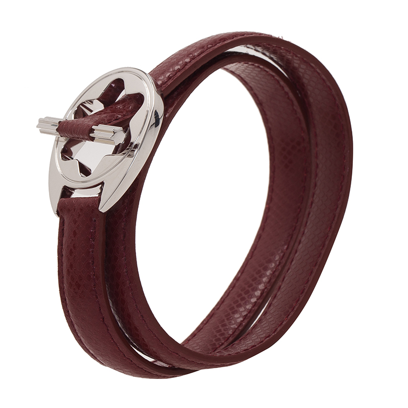 Montblanc Hold Me Tight Red Leather Silver Bracelet