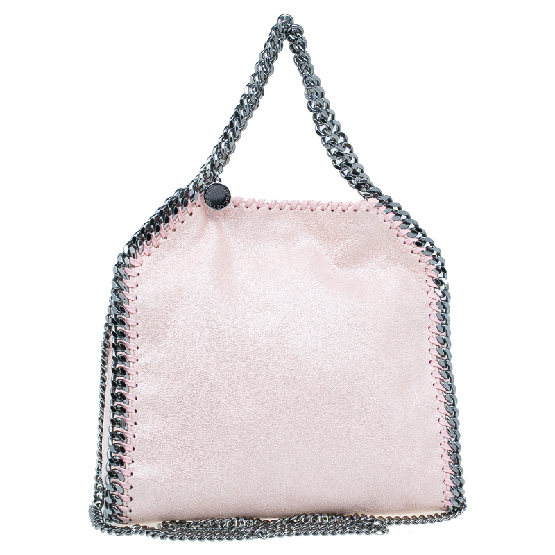 Stella McCartney Metallic Pink Faux Leather Mini Falabella Tote Bag