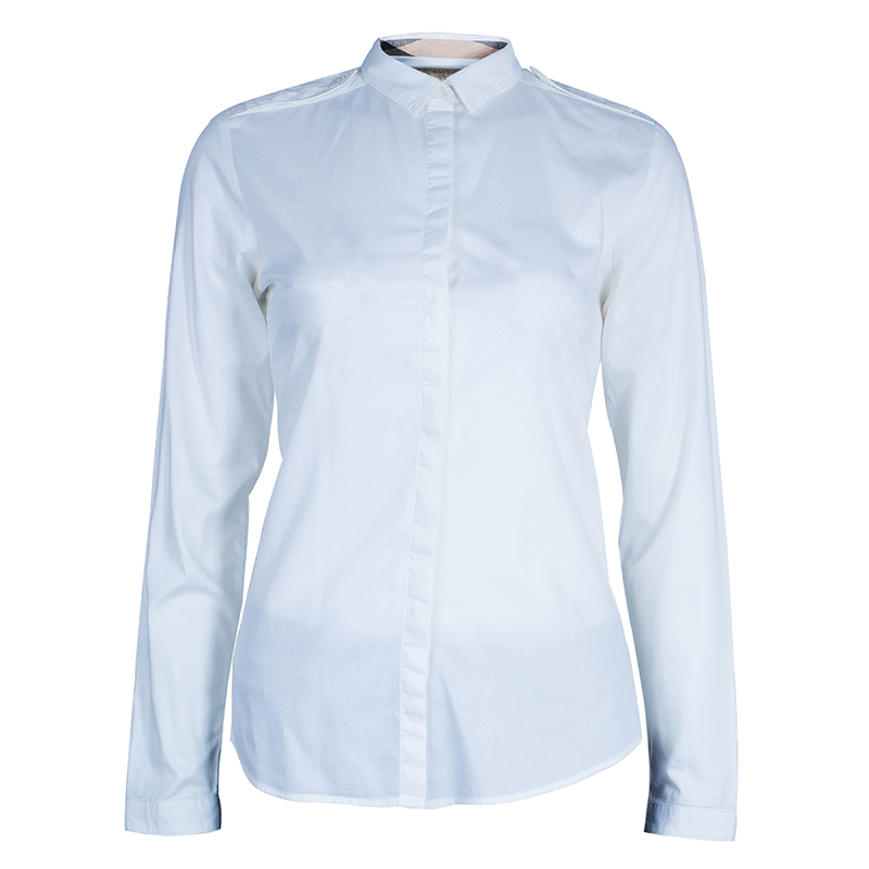 Burberry White Cotton Shirt XS