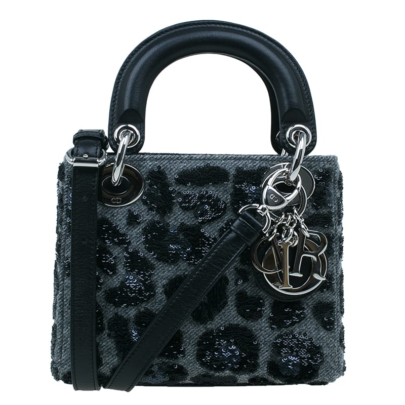 Dior Gray:Black Tweed Sequins Mini Lady Dior Tote Bag – Inside The Closet