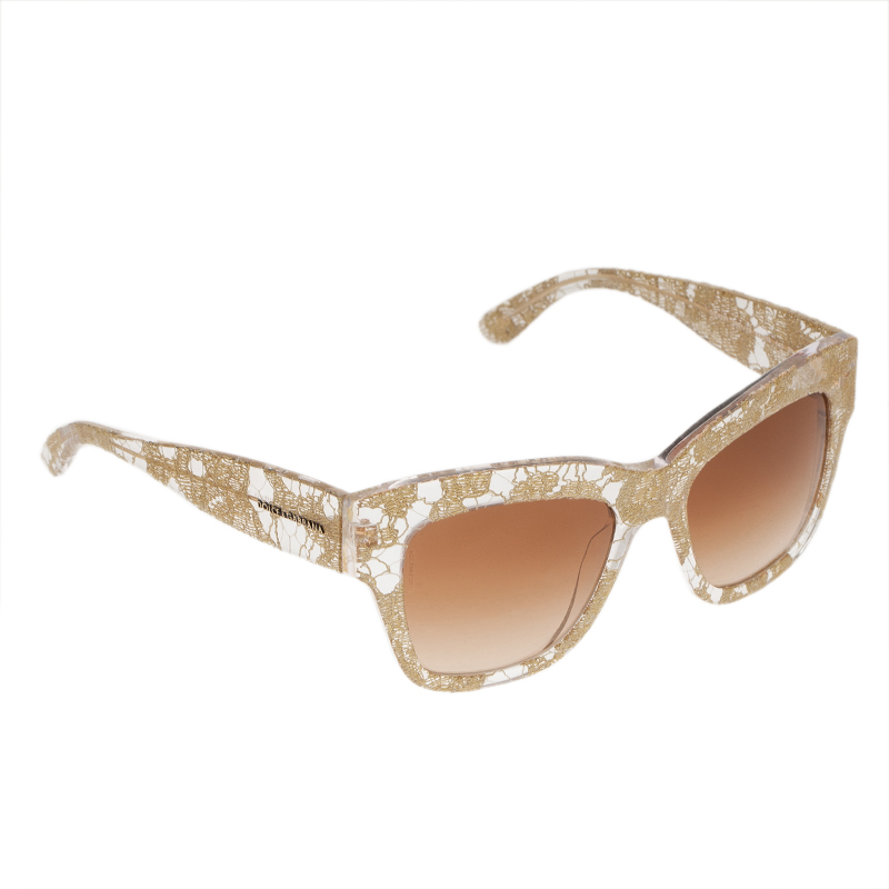 Dolce and Gabbana Gold Lace DG 4231 Square Sunglasses